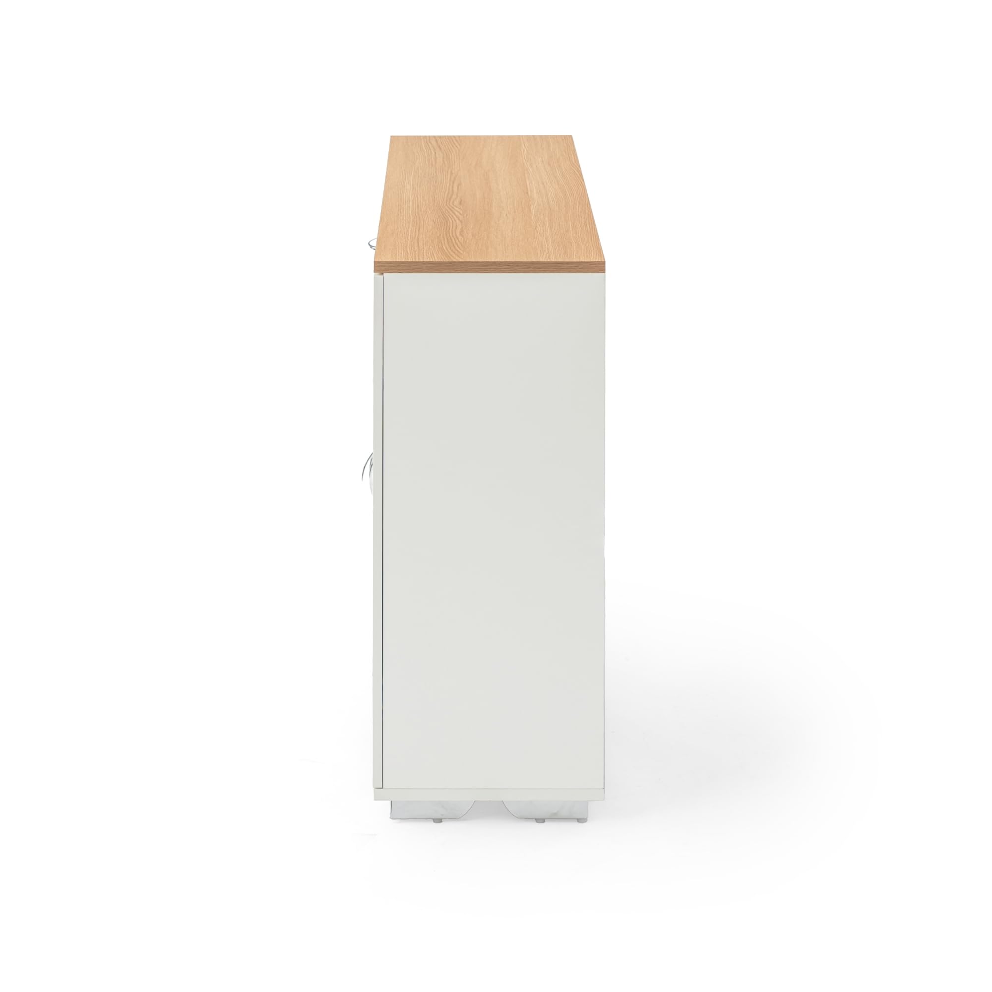 FurnitureR Armadietto bianco, stile moderno, materiale MDF, compatto e funzionale, con tre ante e un cassetto