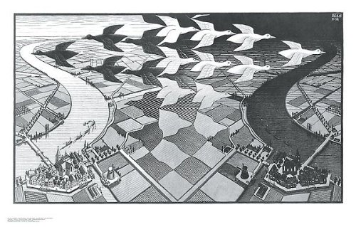M.C. Escher mcエッシャー　Day&Night 昼と夜 Amazon.com: Day and Night by M.C. Escher Art Print Size:33.75 