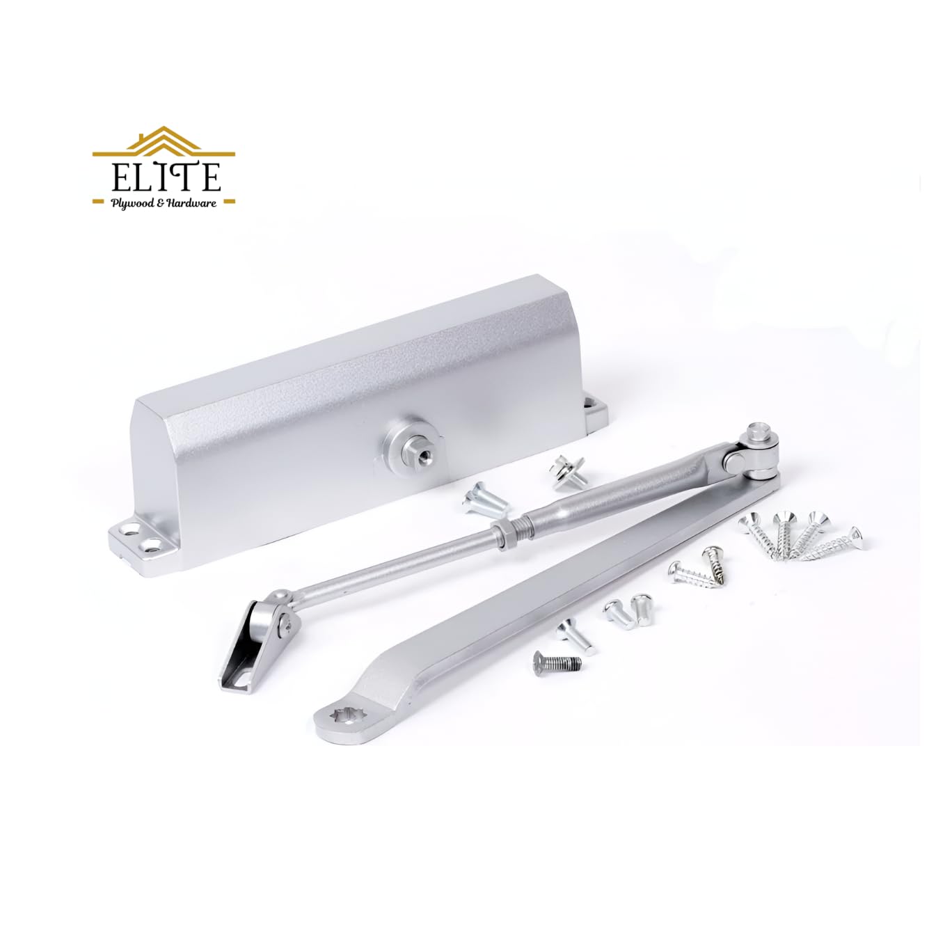 Elite Automatic Hydraulic Double Speed Door Closer Premium Heavy Duty for Residential/Commercial Purpose with Fitting Set (Silver). Weight Capacity: 30kg- 70kg 4