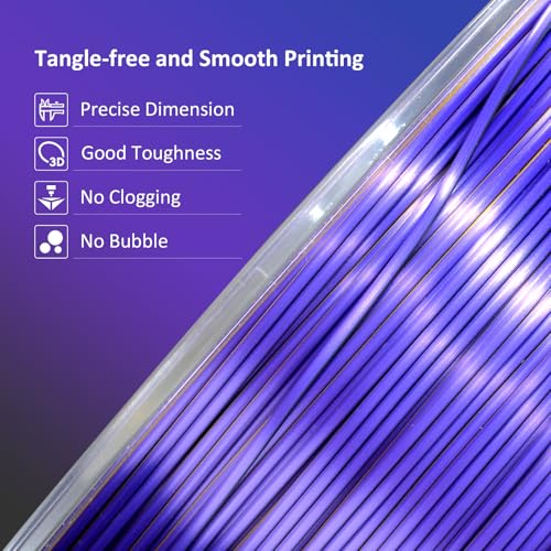 Image of Tri Color Silk PLA 3D Printer Filament, Rainbow Silk PLA Filament 1.75mm, + /- 0.02mm Accuracy, No Clog /Bubble, Durable, Vacuum Sealed, Fits Most FDM Printers, 1KG Spool - Purple /Gold /Black