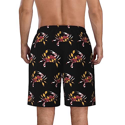 ROHKAO Maryland Flag Swim Trunks Men Quick Drying Beach Shorts Mesh Lining with Pockets Swim Trunks4