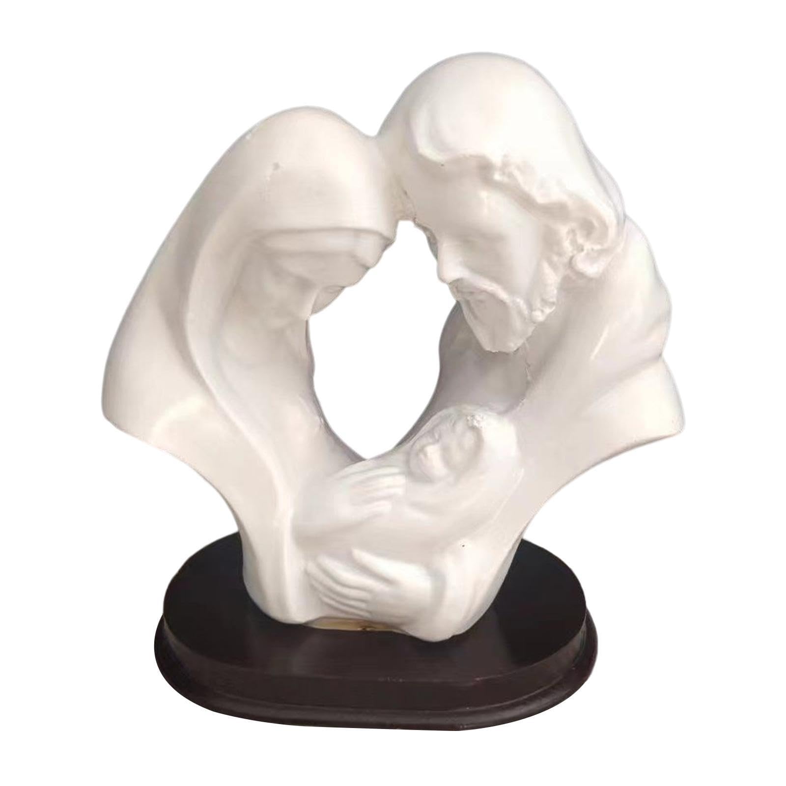 AMSLSIU Resin Figurine Holy Family Statue Graceful Holiday Office Decor Stunning Gifts Collection For Friends And Family Jesus Mary Joseph Religious Sculpture