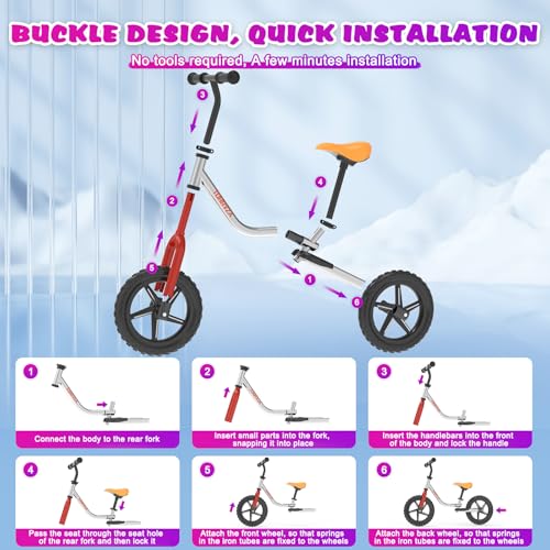 Torryza Toddler Balance Bike 2 Year Old With Light-Up Wheels, Balance Bike 2-5 Years Old,Easy Assembly, Lightweight No Pedal Bike With Adjustable Seat & Handlebar,Gifts For 2 3 4 5 Year Old Boys Girls thumb #3