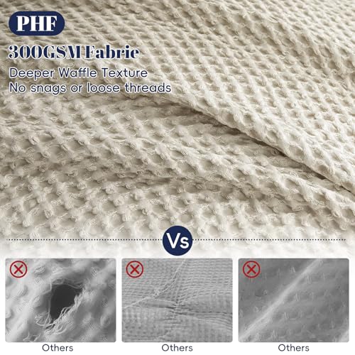 PHF-Waffle-Weave-Duvet-Cover-Set-King-Size-No-Snagging-Ultra-Soft-Luxury-Textured-Breathable-Comforter-Cover-for-All-Season-3pcs-Durable-Bedding-Duvet-Set-with-2-Pillow-Shams-104x90-Linen