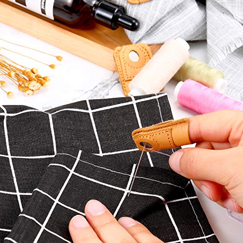 Willbond WILLBOND-FINGER PROTECTOR-01 4 Pieces Leather Thimble Hand Sewing Thimble Finger Protector Thimble Finger Pads thumb #5