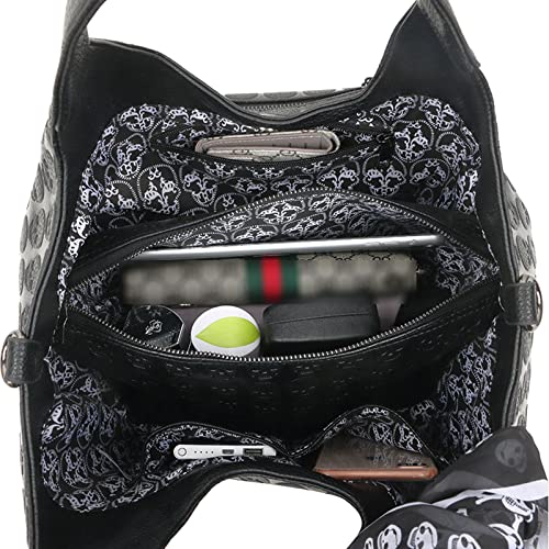 Bolso satchel y cartera negro con remaches miniatura 5