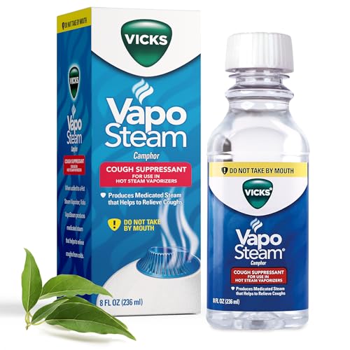Image of Vicks VapoSteam Medicated Liquid with Camphor, a Cough Suppressant, 8 Oz – VapoSteam Liquid Helps Relieve Coughing, for Use in Vicks Vaporizers and Humidifiers, FSA and HSA Eligible