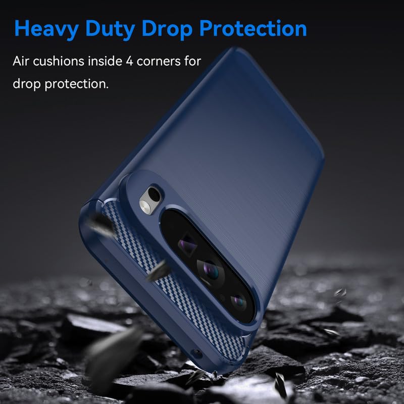 Image of Hybrid Carbon Fiber Back Case for Google Pixel 9 Pro XL (Blue)