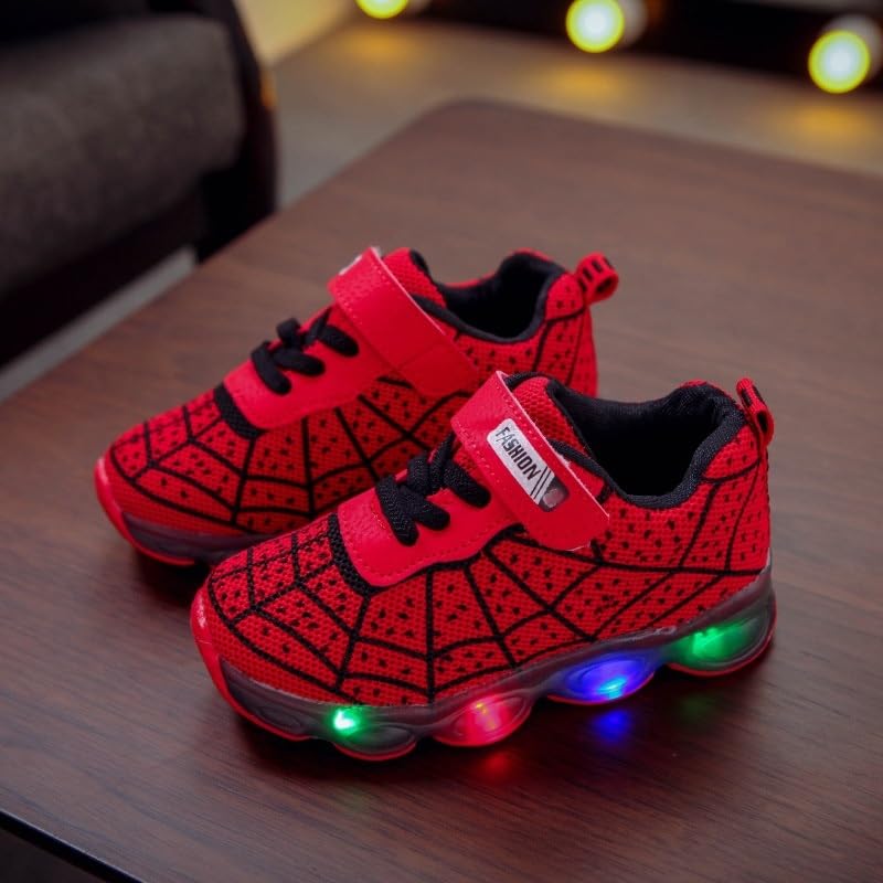 Light Up Shoes for Boys & Girls - Breathable Casual LED Flash Sneakers, Black, Blue, Red Unisex Toddler Kids for Birthdays & Christmas(red,5 Big Kid)2