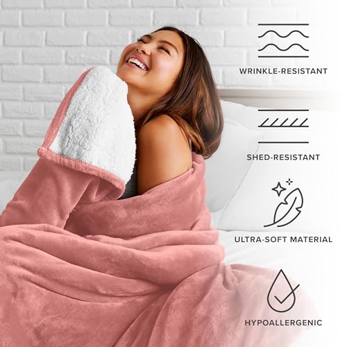 Bare Home Sherpa Fleece Blanket - Full/Queen Blanket - Blanket For Bed, Sofa, Couch, Camping And Travel - Warm & Lightweight - Fluffy & Soft Plush Blanket - Reversible thumb #4