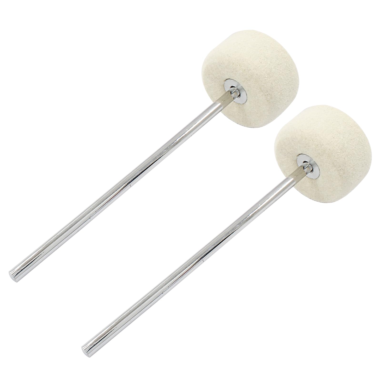 Piutouyar 2 Pack Wool Felt Bass Drum Pedal Beater, White Wool Felt Drum Pedal Mallet Anti-slip Drum Percussion Parts Bass Percussion Sticks for Instrument Band Accessory Part