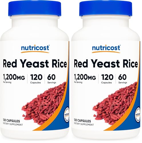 Nutricost Red Yeast Rice 1200mg, 120 Capsules - 60 Serv, Veggie Caps, GMO-Free, Gluten Free (Pack of 2) 120 Count (Pack of 2)