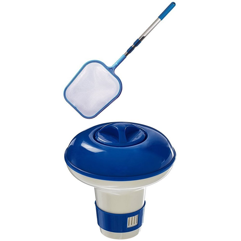 Photo 1 of Hydro Tools 8051 Promotional 4-Foot Telescopic Pool Skimmer WITH Hydro Tools 8715 Floating Mini Tablet Spa Chemical Dispenser