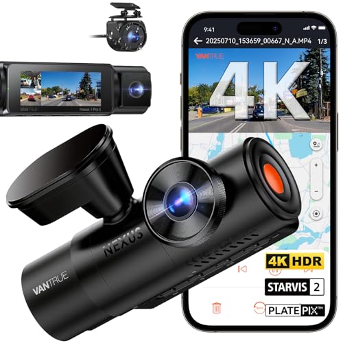 Vantrue N4 Pro S 4K 3 Channel DashCam, 4K+1080P+2.5K Dash Cam Front and Rear Inside, 24H Parking Mode, Voice & APP Control, STARVIS 2 HDR Night Vision, Dash Camera with WiFi/GPS for Cars, Su