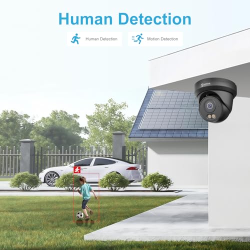Image of Anpviz 4MP PoE Camera Black, Turret Security IP Camera Outdoor Wired | Al Human Motion Detection, Smart Color Night Vision, Built-in Mic, 2.8mm Lens@25FPS, NDAA, IPC-D3B43B-S (U Series)