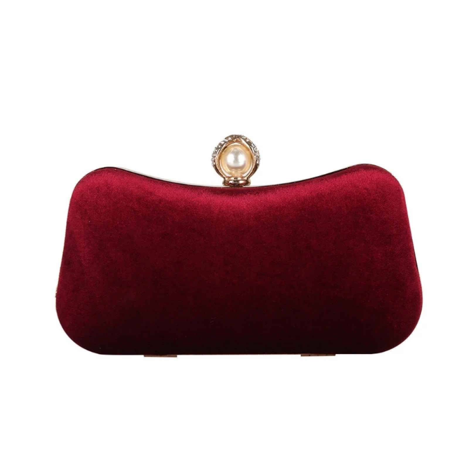 Pochette Donna Borsa A Tracolla da Sera da Donna alla Moda da Sposa in Velluto da Festa Tinta Unita Elegante da Ballo da Sposa A Tracolla Borsa A Mano Bordeaux