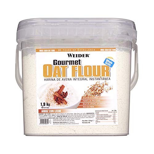 Weider Oat Gourmet - Harina de Avena Integral, fuente de proteína con bajo contenido en azúcares, sabor Arroz con Leche (1.9 kg)