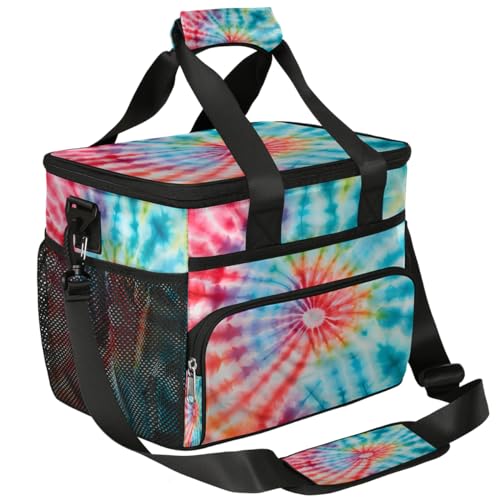 Colorful Tie Dye Insulated Picnic Backpack Lunch Box for Women Men Picnic Basket Tote Lunch Bag Picnic Bag Portable Lunch Bags for Picnic, Beach, Work, Trip,Office, Camp Abstract Swirl Design