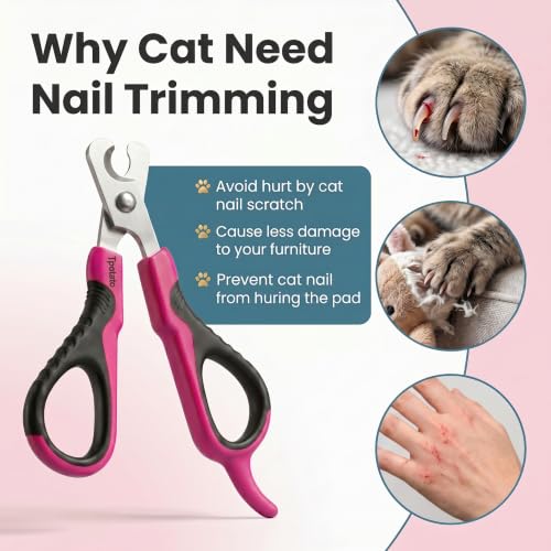Image of Tpotato Cat Nail Clipper with Nail File,Stainless Steel Cat Nail Trimmer for Indoor Cats,Professional Kitten Nail Clipper for Small Large Adult Cats Claws and Toenail