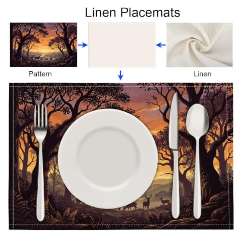 Sets de table en lin élan forestier de qualité supérieure 30 x 45 cm - 4