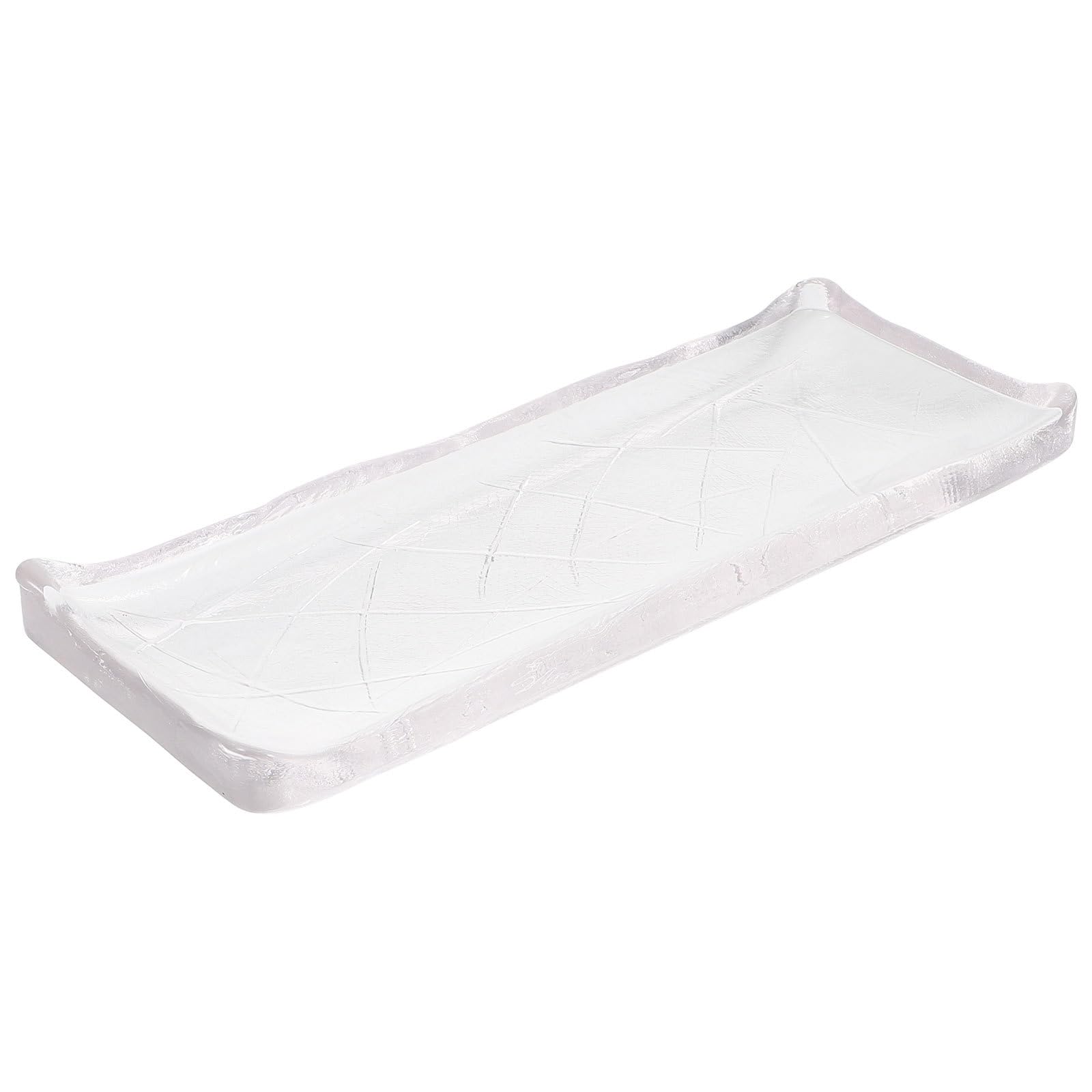 TOYANDONA Assiette de Service à Sushis pour Présentation et Service en Verre Blanc Rectangulaire Plateau Transparent en Restauration Cuisine Japonaise