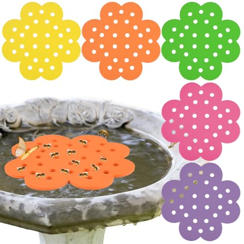 5 Pack Floating Bee Island 6.5 Inch EVA Flower Shape Bee Watering Station Bee Bath Bee Drinking Station Waterer & Butterfly Water Stations Butterfly Feeders for Outdoors Thirsty Pollinators Feeding