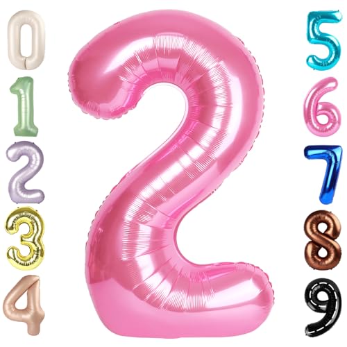 Image of 2 Balloon Numbers Birthday Decorations, 40In Pink Balloons for Men Women | Eye-catching Appearance, Perfect Decorative Centerpieces, Convenient Self-sealing Structure, Widely for Various Occasions