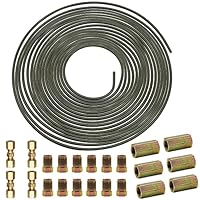5 m Bremsleitung 3/16 Set (Ø 4,75mm) mit M10 Bremsleitungsverbinder, Automobil Ersatz Bremsrohr Verschraubungen & Verbinder Flaring DIN Kupfer Verkupfertes Stahl Sortiment für Bördel