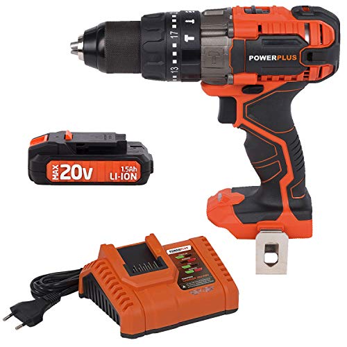 Powerplus Dual Power 20V Akkubohrschrauber LED Leuchte Li-ion + Ladegerät 20V/40V + Akkupack 20V LI-ION