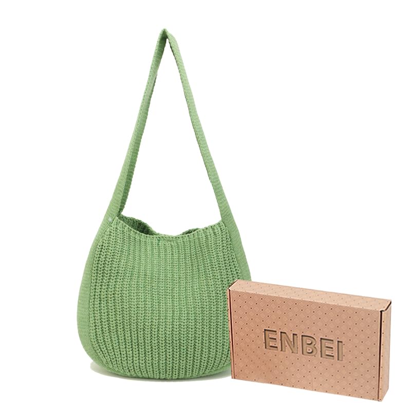 Image of ENBEI Women's Crochet Tote Bag Knit Shoulder bag,Aesthetic Bag,Cute Eco-Friendly Tote for Travel,Daily Use,Gift Box Packaging