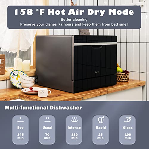 COSTWAY Countertop Dishwasher, 6 Place Settings Builtin Dishwasher