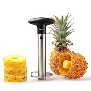 Deiss PRO Ananasschneider – 2 in 1 Edelstahl Ananasschneider & Schäler – Macht perfekte Ananas-Ringe ohne Sauerei – spülmaschinenfest