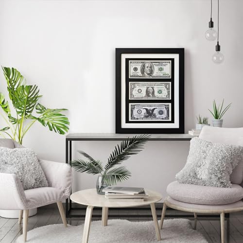 First Dollar Bill Frame, Real Glass, Easel and Wall Mount, Multi Dollar Bill Display, black, 12.2 x 9.83 inches - Image 2