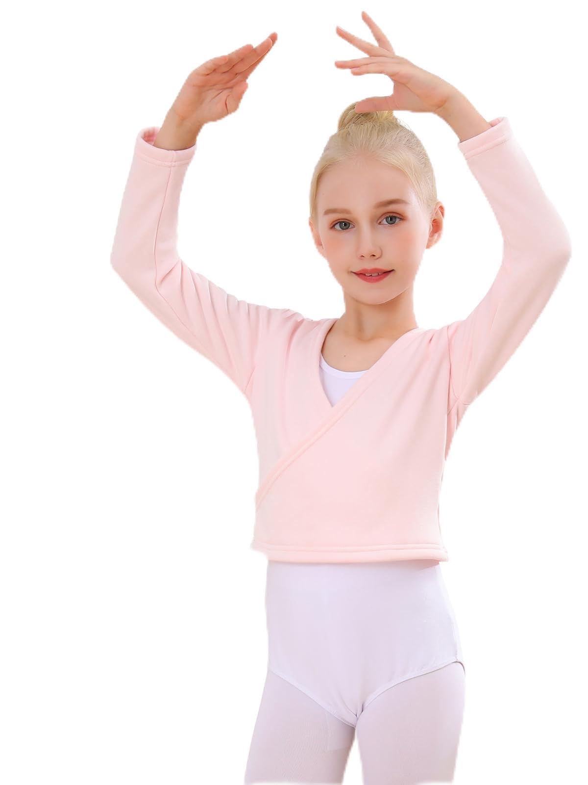 Bezioner Cache-Coeur de Danse avec Polaire Veste de Ballet Manches Longues Manteau Hauts de Danse pour Enfants Filles Femmes