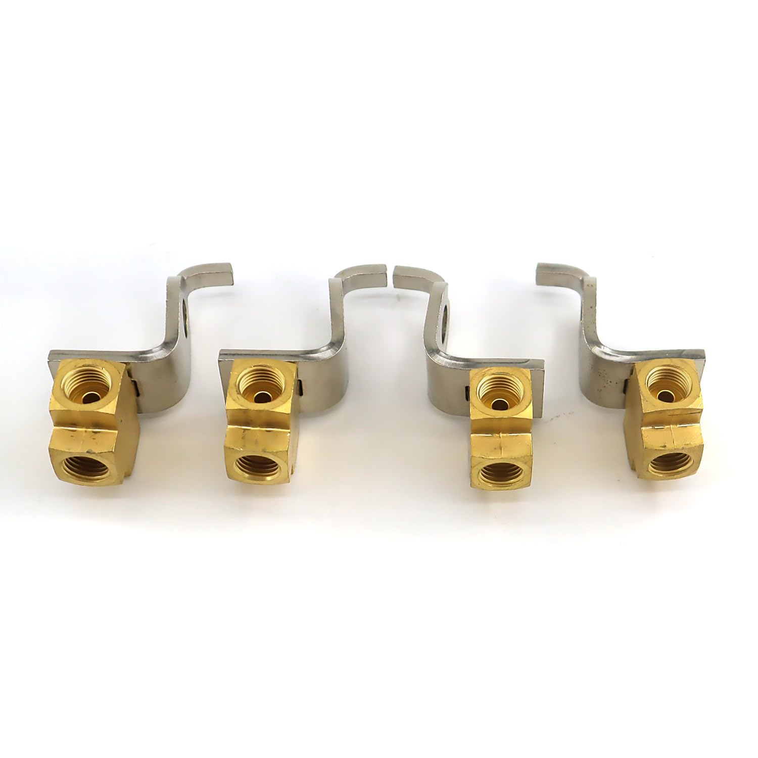 Raccordo A T Per Tubi Freno Da 3/16 Pollici Con Staffa Di Montaggio. 3 Pezzi, In Ottone, Con Attacco Flare Invertito 3/8-24. Nuovi, Marca The Stop Shop. Per Impianti Frenanti O Oleodinamici.