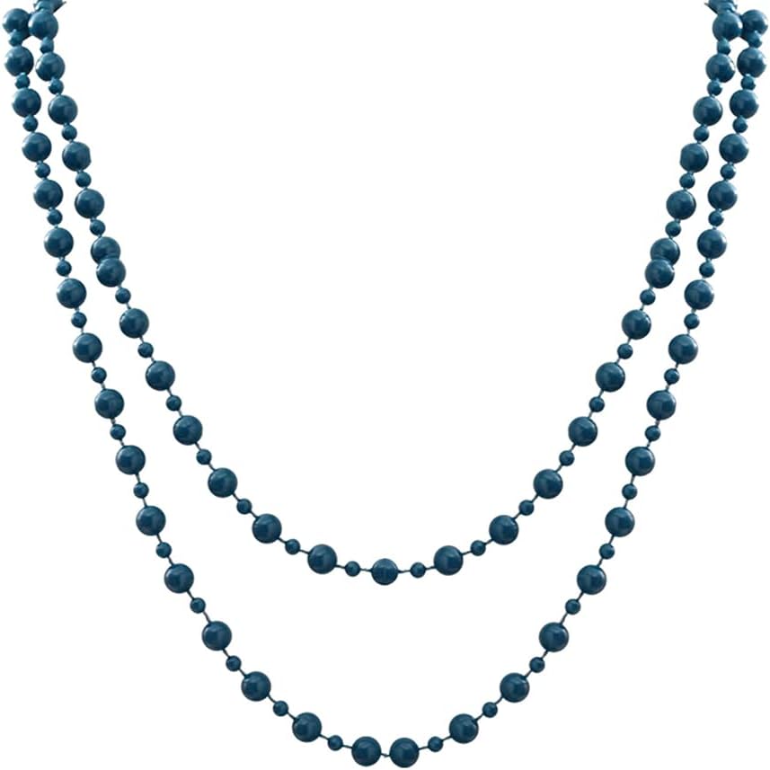 tumundo 1 or Set of 3 Necklaces Long Pearl Bead Chain Red Black Petrol Beautiful Colours, Variant:Petrol
