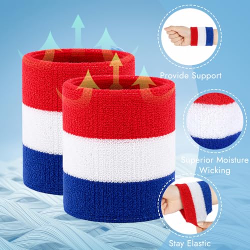 Image of 8 Pack Wrist Sweat Bands for Men Women, Absorbent Sports Wristband