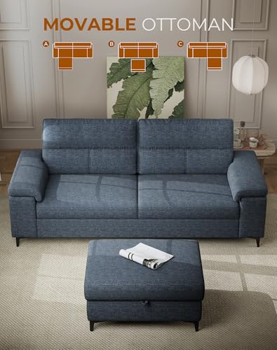 Image of 88.97 inch L Shaped Sectional Couches Deep Seat Sofa for Living Room(Blue)