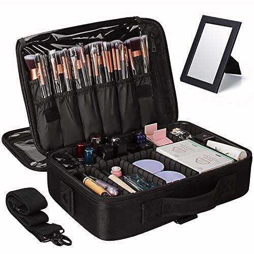 Relavel Travel Makeup Train Case Makeup Case Makeup Bag 2 Layers Multifunctional Makeup