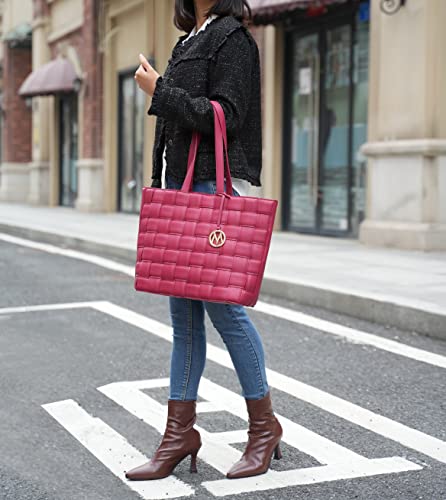 MKF Collection Tote Bag for Women, Vegan Leather Woven Top-Handle Satchel Handbag Purse2