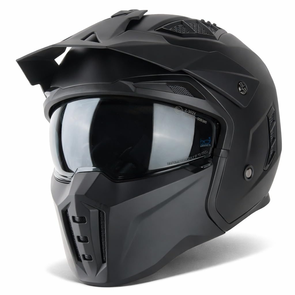 VINZ Kioto Casco Jet con Visera Solar | Casco Streetfighter para Scooter & Moto & Ciclomotor | ECE 22.06 Homologado | En Tamaño XS - XXL | para Hombre y Mujer
