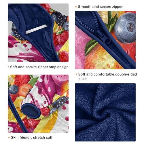 Mixed Berries Girls Fleece Jacket Girls Fall Jacket Girls Zip Up Hoodie Girls Sherpa Jacket 2-10T3