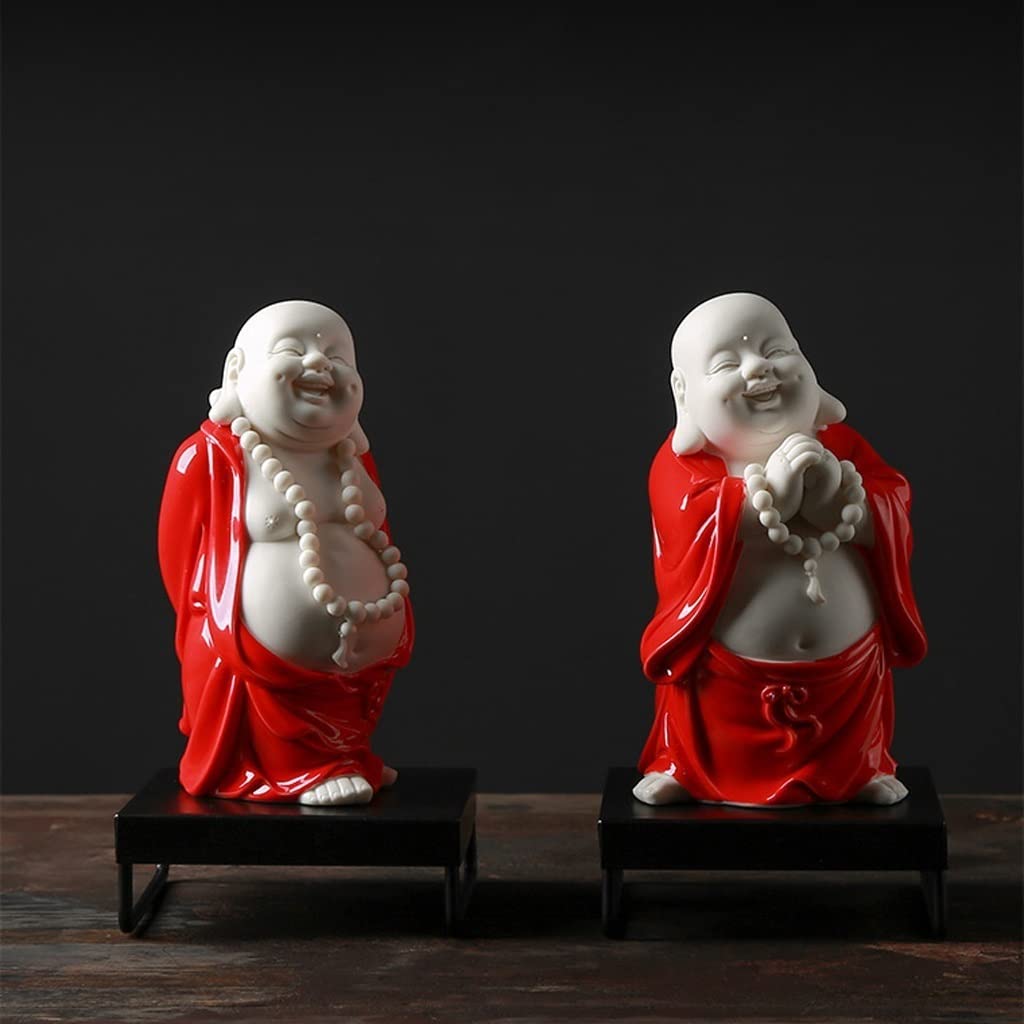 Estatuas de Buda 6.5En Standing Big-Bellied Smiling Buddha Statue Feng Shui y Wealth Buda Figura Figura Decoración de la Escultura Decoracion (tamaño : 9.5 * 8 * 16.5cm)