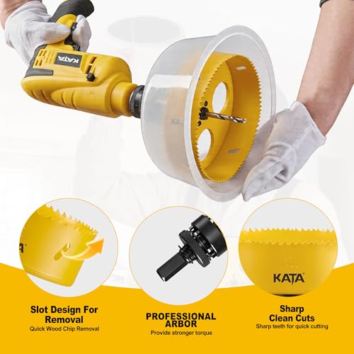Image of KATA 6 & 4-1 /4 Hole Saw for Recessed Lights with Dust Bowl, 6 & 4.25 Inch Hole Cutter for LED Can Lighting, Drywall Ceiling Cutting, Recessed Lighting Hole Saw Kit with Silicone Dust Catcher
