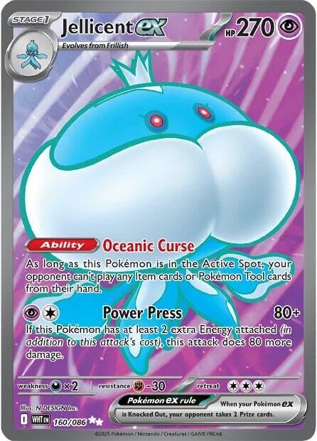 Pokemon – Jellicent ex – 160/086 – SV: White Flare (WHT) – Ultra raro – Full Art – Carta singola