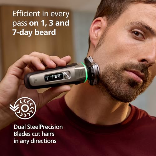 Image of Philips Norelco Shaver i9000 Prestige - Wet & Dry Electric Shaver, Gold Oyster, Sense IQ Technology, Triple Lift & Cut System, 360 Rotating Dual SteelPrecision Blades, Quick Clean Pod, Model XP9203 /81