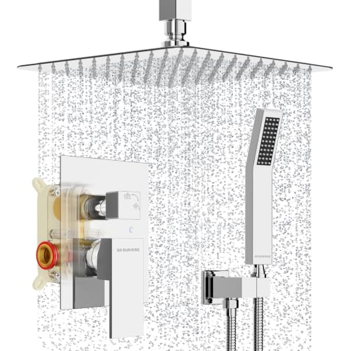 Image of SR SUN RISE 10 Inch Ceiling Mount Rain Shower System,Polished Chrome