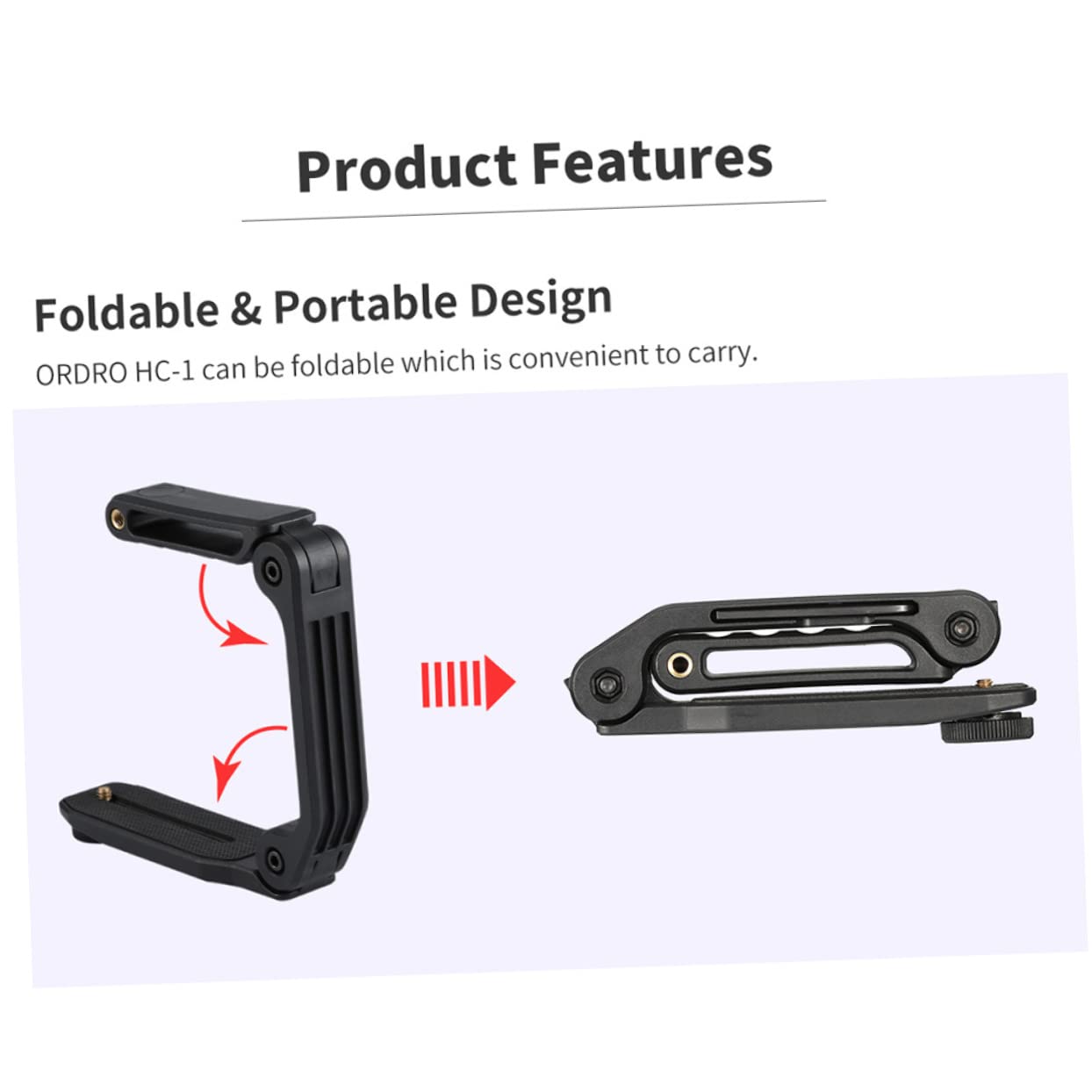 Stabilizzatore Video Manuale a U per Dslr e Camcorder Nero | Pa66 Nylon Fibra di Vetro, Scanalatura U e Foro Standard 1/4, 1 Pezzo Vite Scorrevole