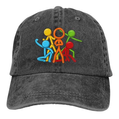 Five Stick Figures Alan Becker Hat Fashion Casual Retro Adjustable Denim Cap Baseball Cap Unisex Black