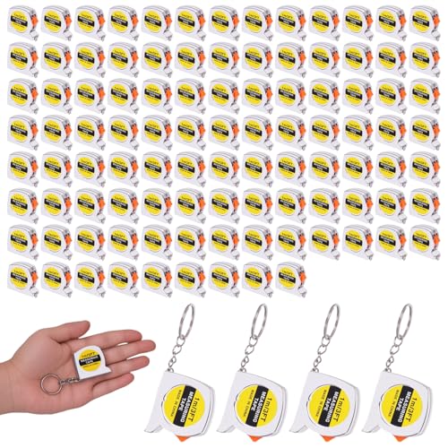 Daemson 100 Pcs Mini Tape Measure Keychains Retractable Measuring Tapes